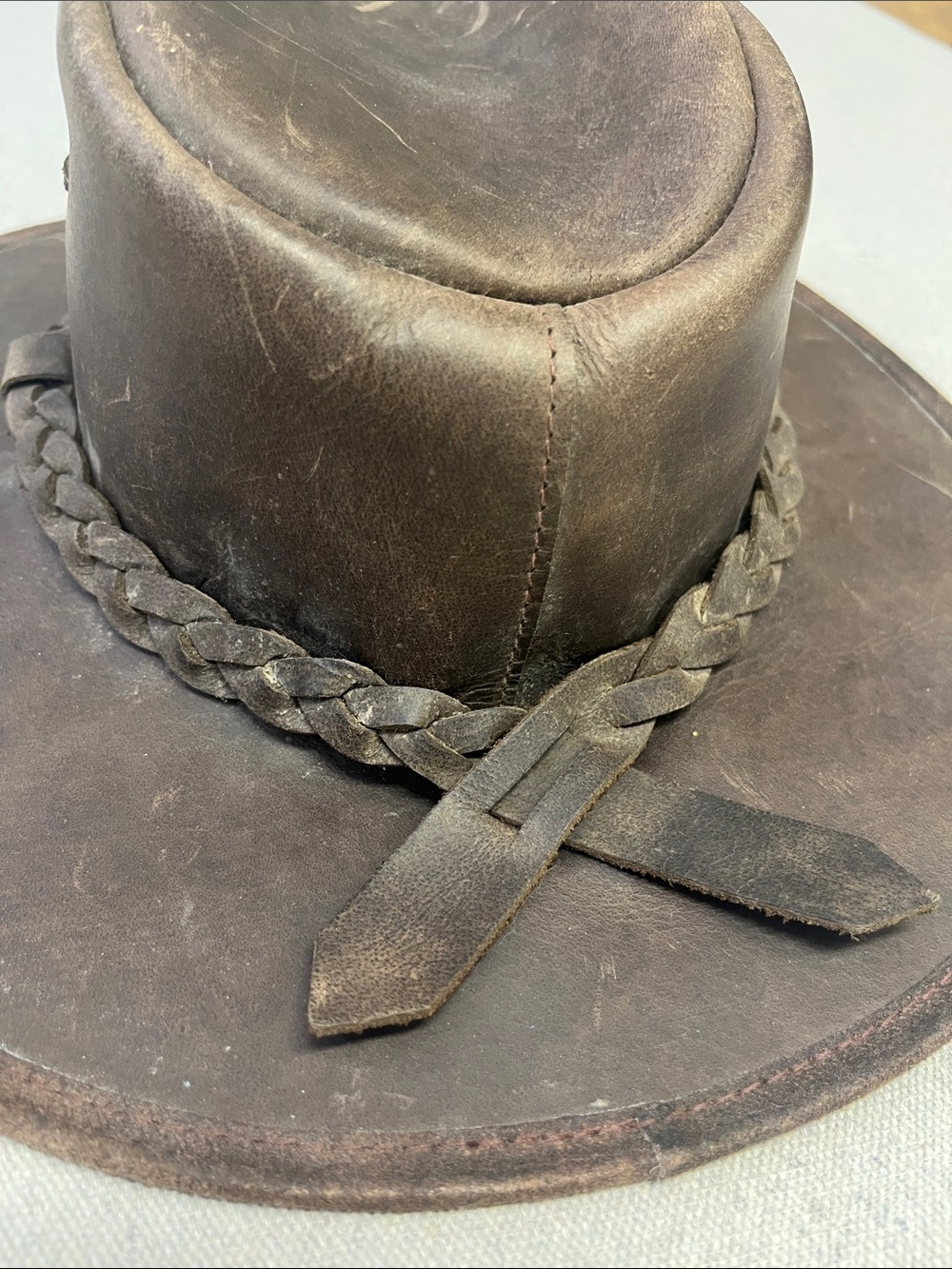 Down Under Australia Brown Leather Outback Cowboy Hat Size Small - Picture 8 of 16
